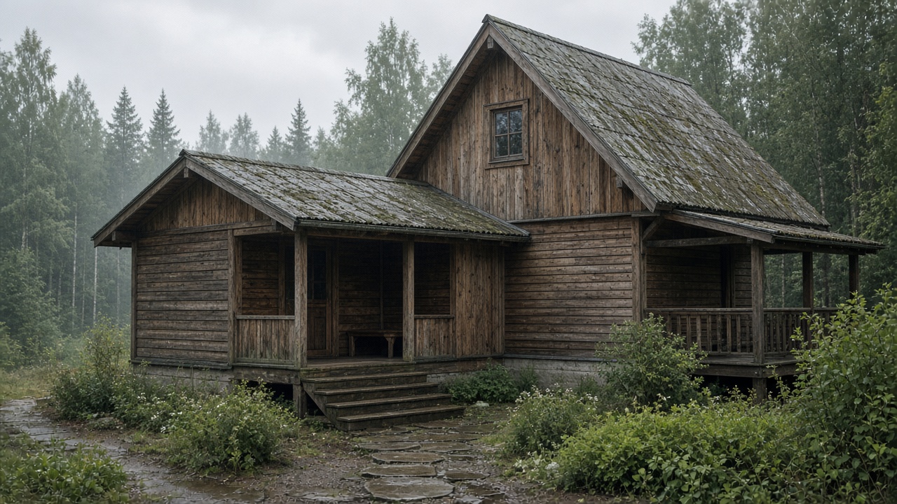 Перепад кровли: одноэтажная парная и мансарда над отдыхом