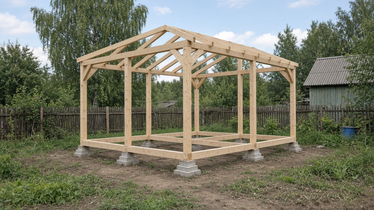 Каркас беседки без отделки