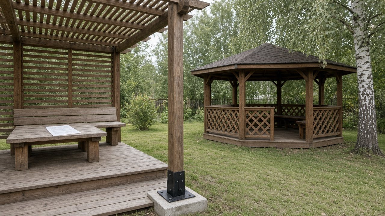 Пергола и беседка: рейки, кровля, опоры, смета