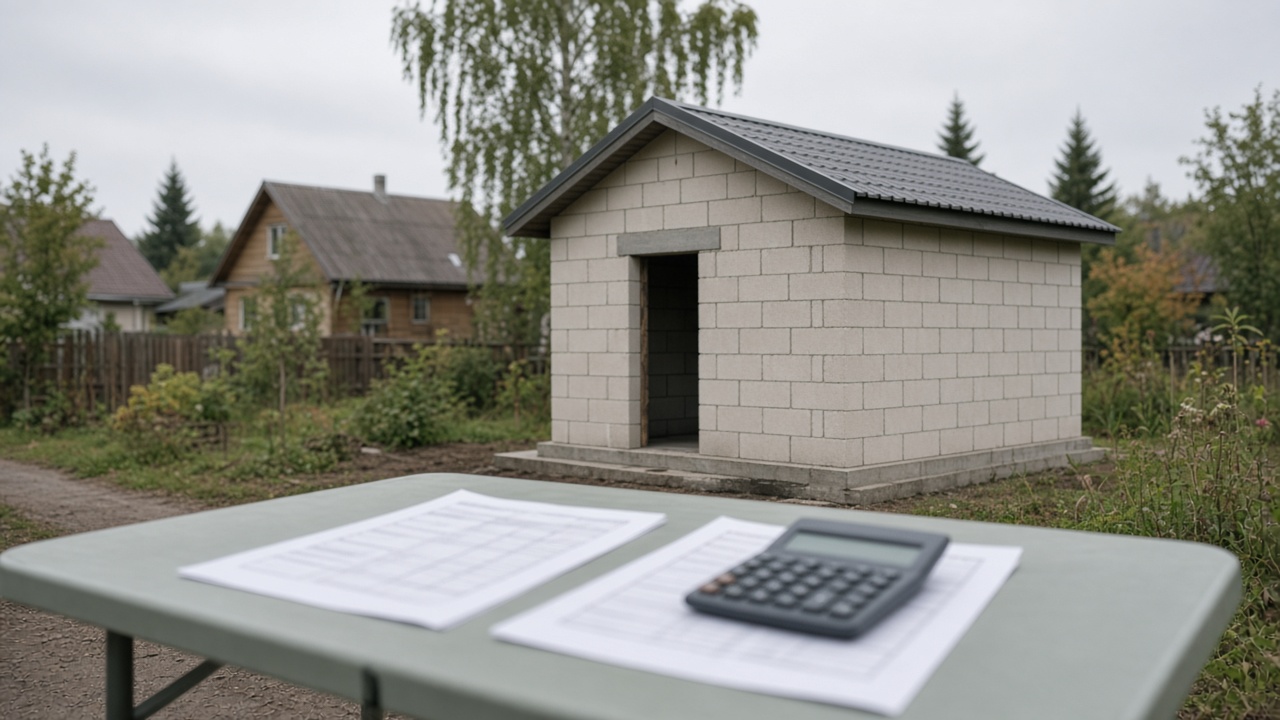 Коробка из газоблока и размытые сметные листы