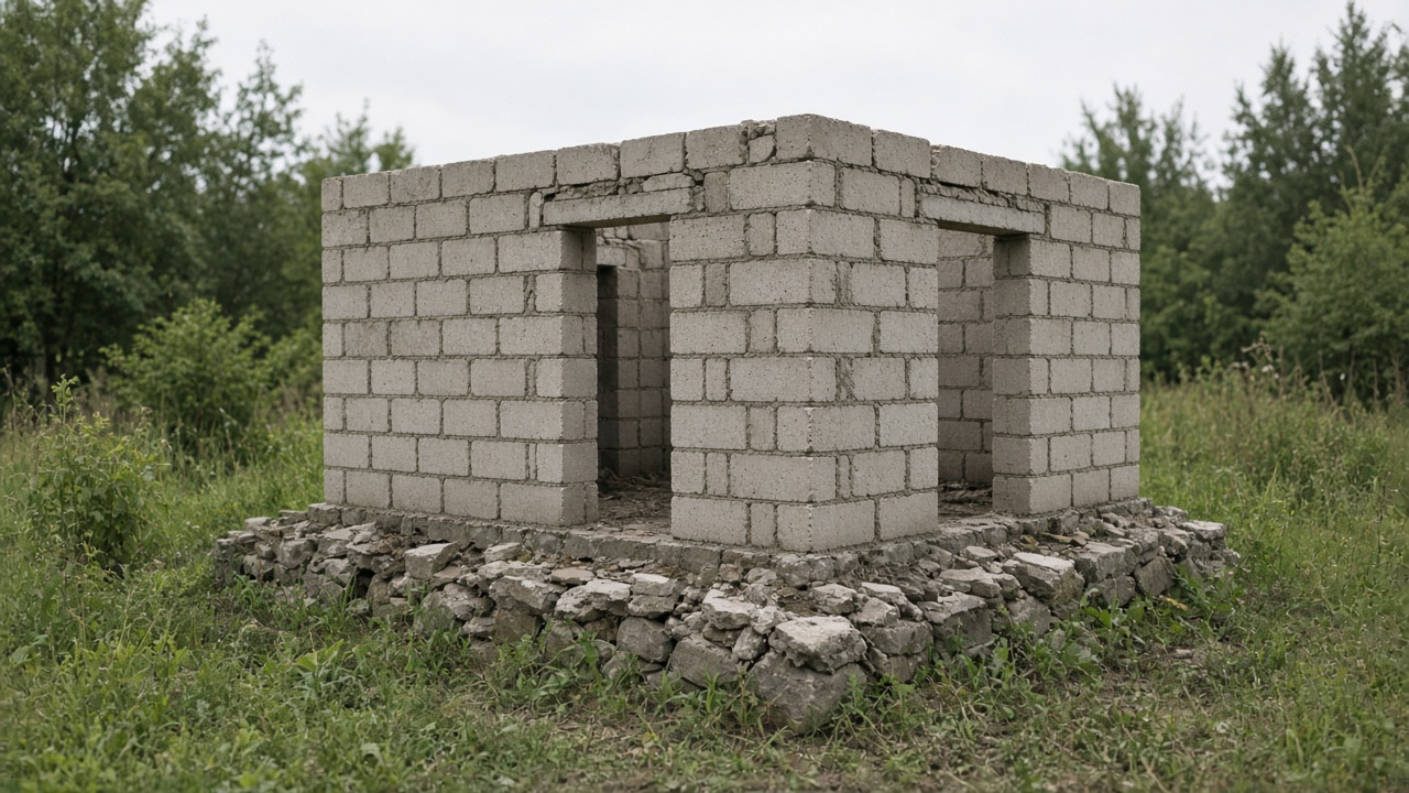Газобетонная коробка без кровли и нормального основания