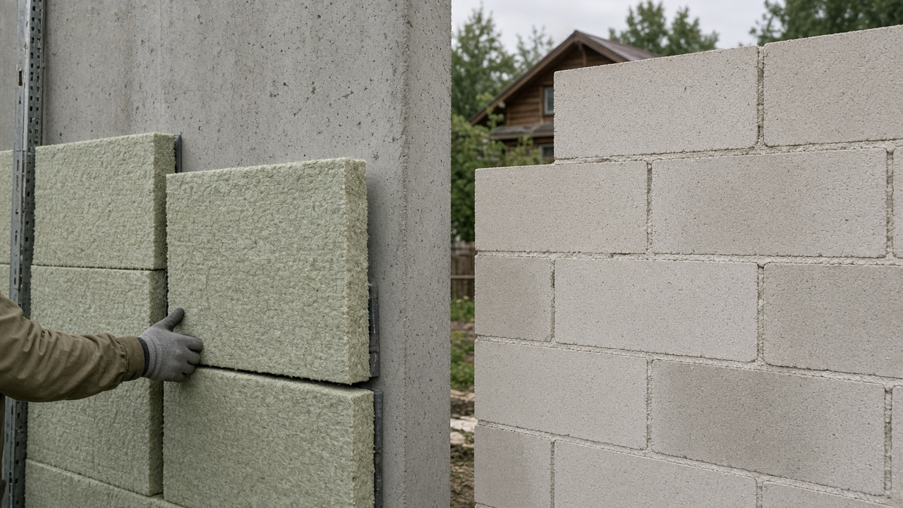 Утеплитель на монолите и тонкий шов газоблока