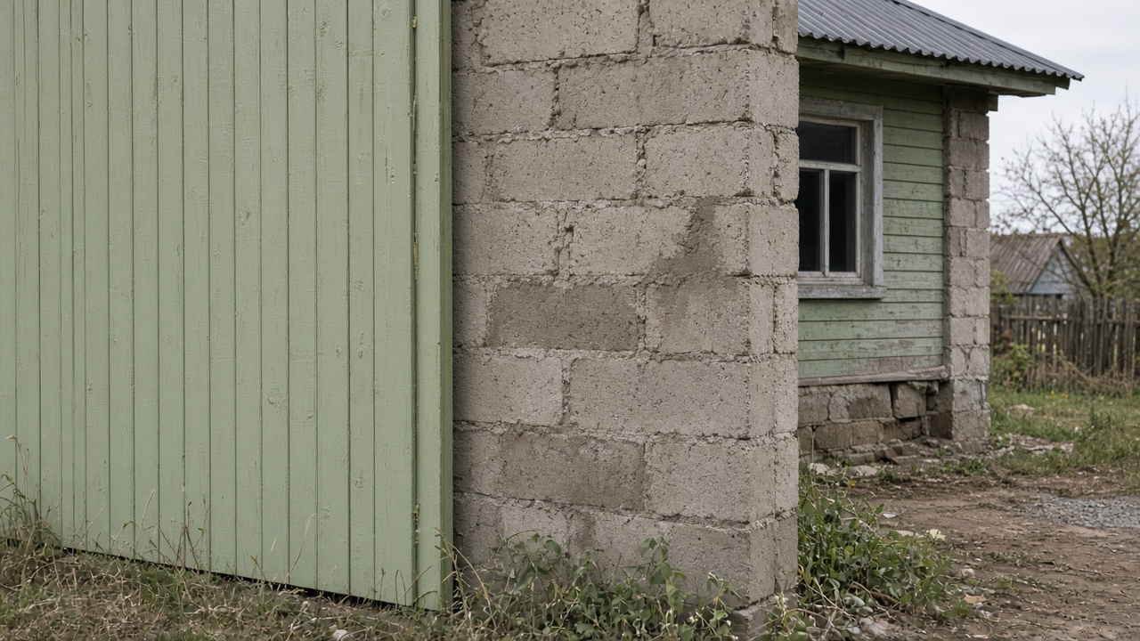 Тонкая перегородка и толстая несущая стена рядом