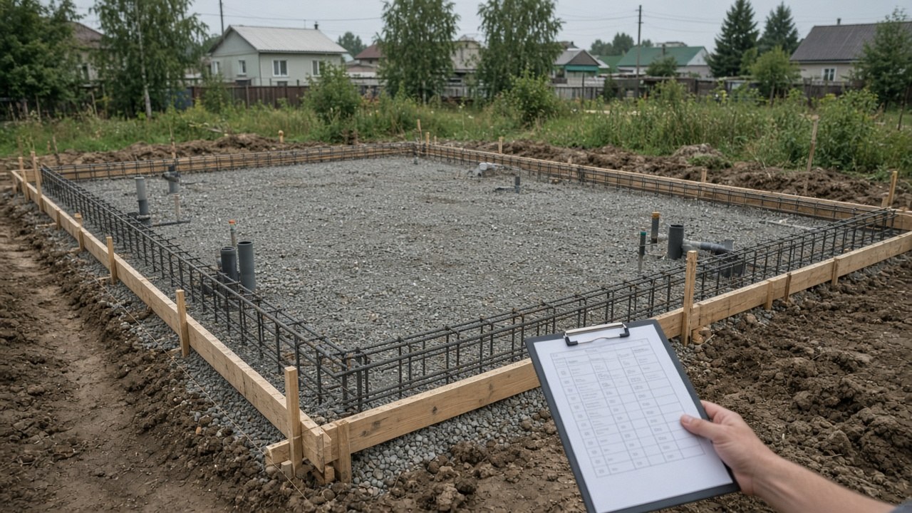 Нулевой цикл: оси, подушка, опалубка, арматура, гильзы, акты