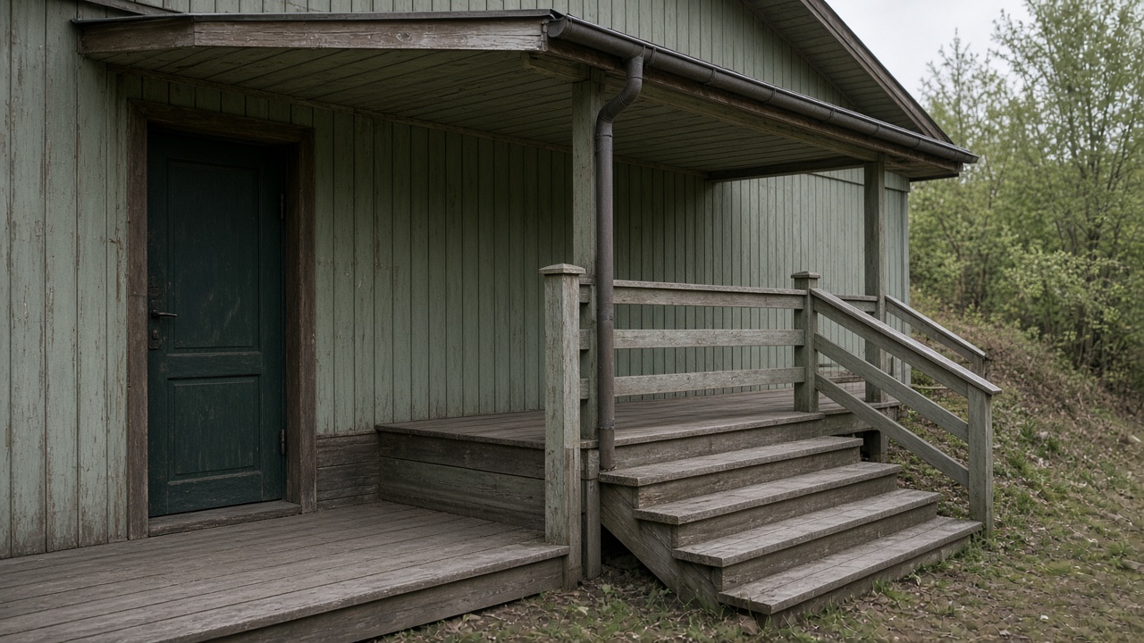 Крыльцо для приёмки: площадка, ступени, узел, козырёк, перила