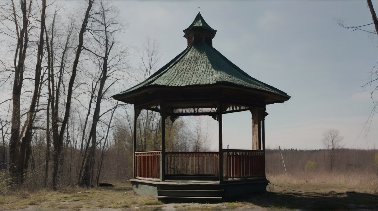 Выцветшая кровля беседки