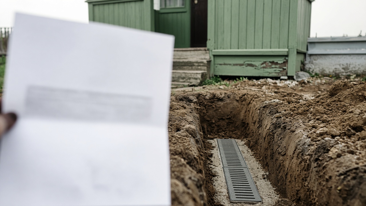 КП с одной строкой лотка без схемы сброса на фоне крыльца