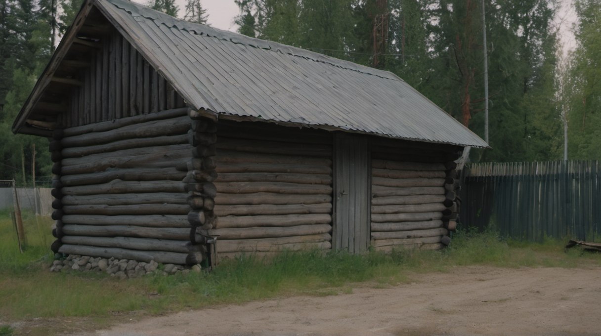 Баня на участке и граница с домом
