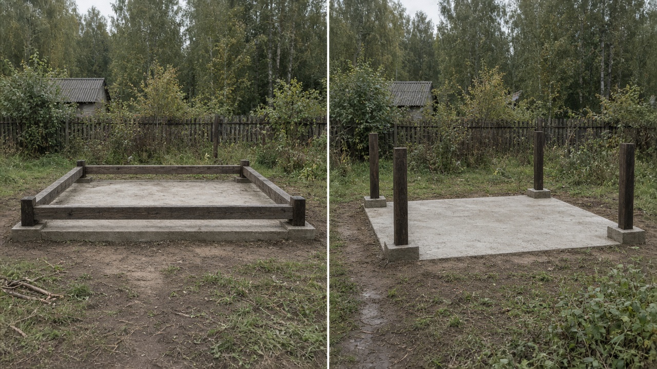 Беседка с ростверком и без