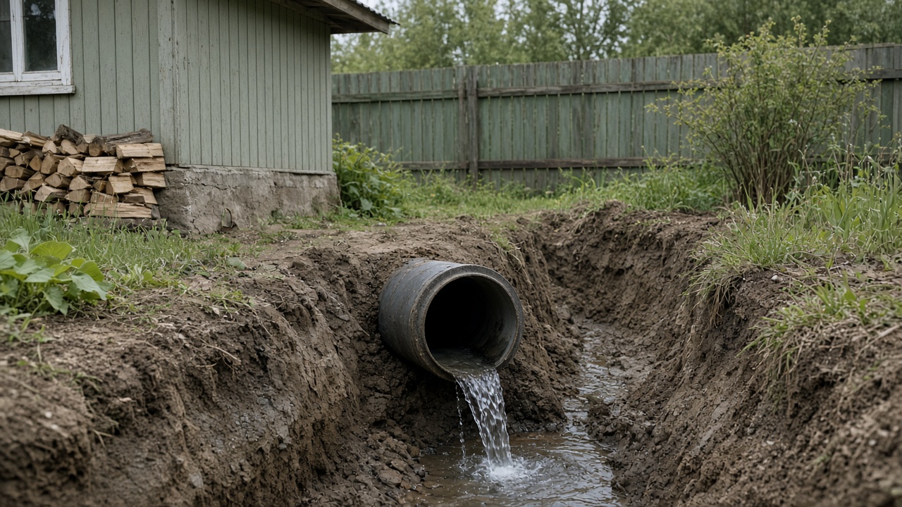 Пролив водой для проверки слива