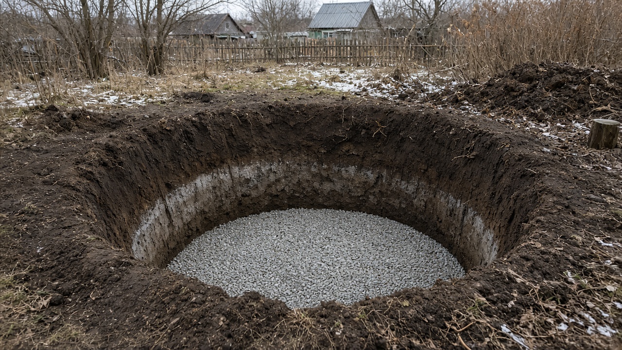 Котлован под столб ниже промерзания