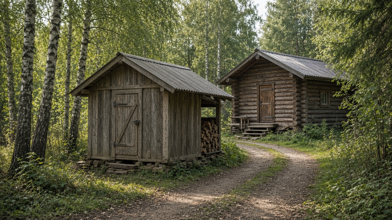 Небольшой хозблок у бани